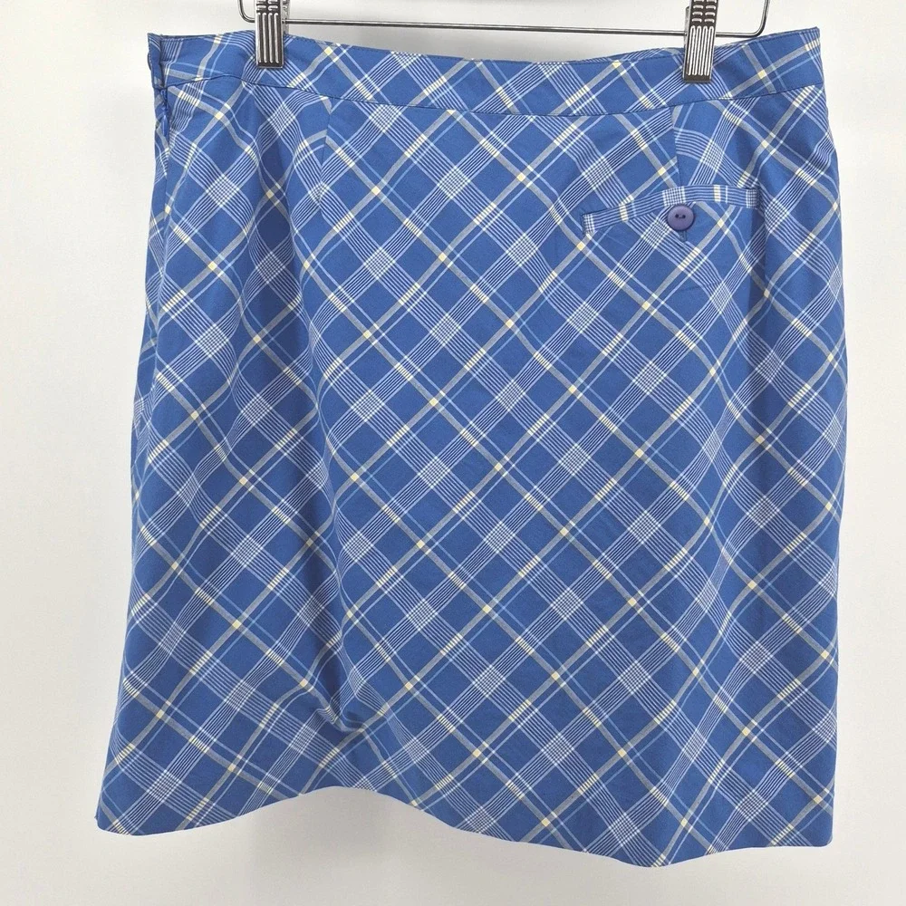EP‎ Pro Golf Skort Womens 10 Blue Plaid Athletic Tennis Skirt Pockets Activewear